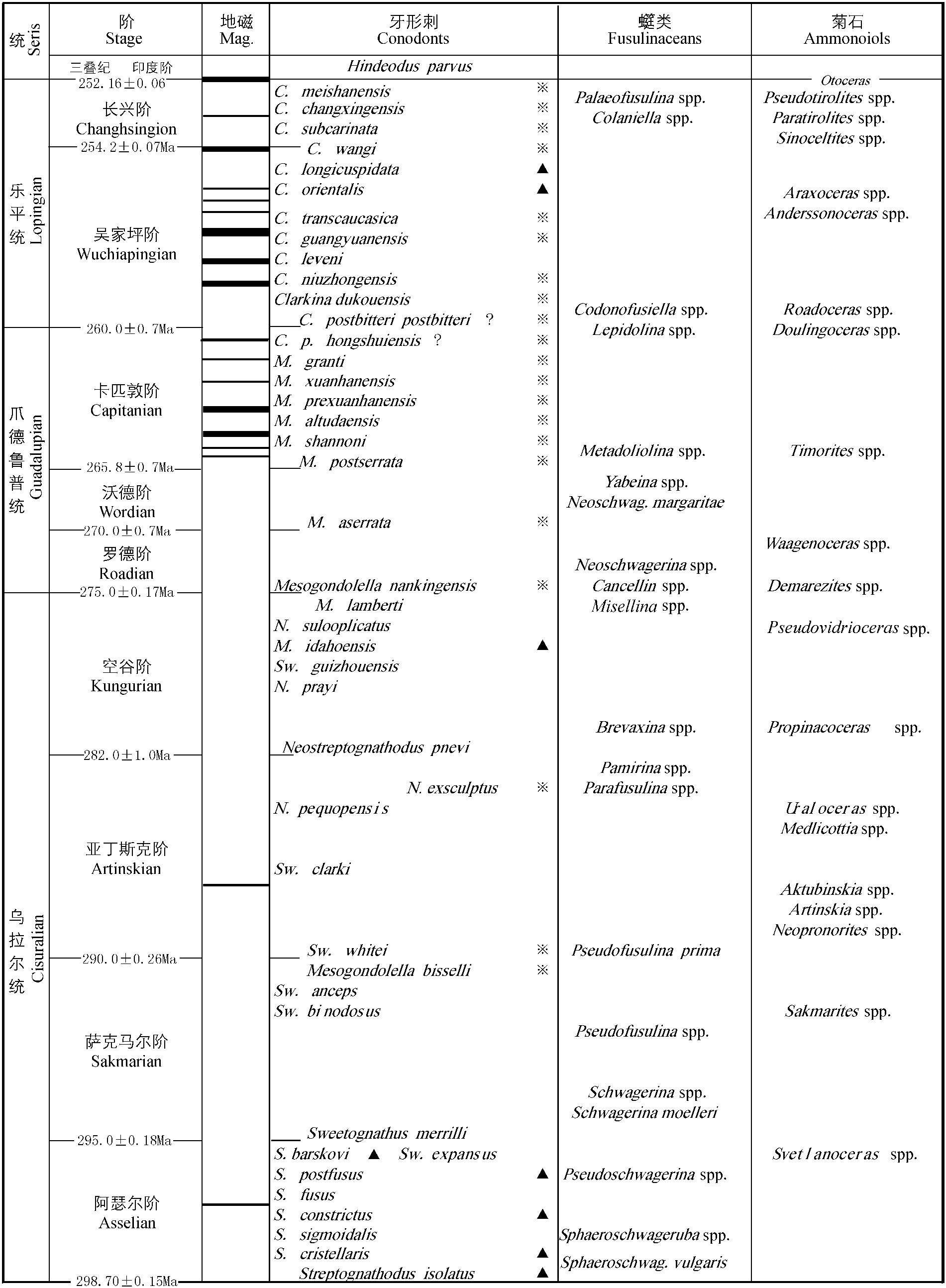 三、中國二疊紀牙形刺研究的簡史與牙形刺生物帶